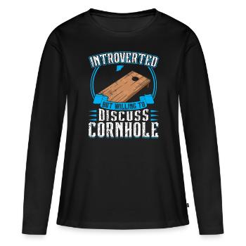 Introverti mais prêt à parler de trou aveugle - T-shirt manches longues Premium bio Femme - noir - Devant - Julia (174cm)