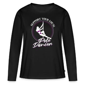 Soutenez votre pole dancer local - Pole Dancing - T-shirt manches longues Premium bio Femme - noir - Devant - Julia (174cm)