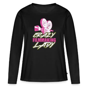 Cinéaste fou - T-shirt manches longues Premium bio Femme - noir - Devant - Julia (174cm)