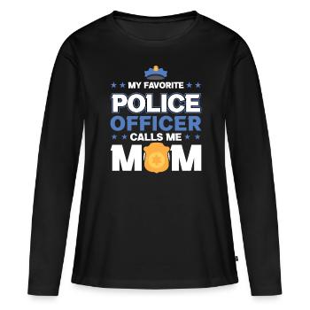 Mein Lieblingspolizist Nennt Mich Mama - Frauen Premium Bio Langarmshirt - Schwarz - Vorne - Julia (174cm)