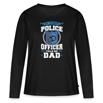 Mein Lieblingspolizist Nennt Mich Papa - Frauen Premium Bio Langarmshirt - Schwarz - Vorne - Julia (174cm)