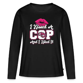 I Kissed A Cop - Freundin Eines Polizeibeamten - Frauen Premium Bio Langarmshirt - Schwarz - Vorne - Julia (174cm)