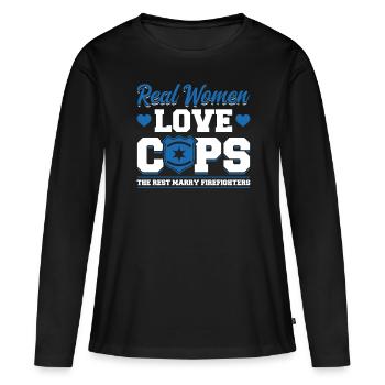Real Women Love Policemen - Women's Premium Organic Long Sleeve Shirt - black - Front - Julia (174cm)