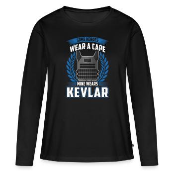 Mein Held Trägt Kevlar - Freundin Eines Polizisten - Frauen Premium Bio Langarmshirt - Schwarz - Vorne - Julia (174cm)