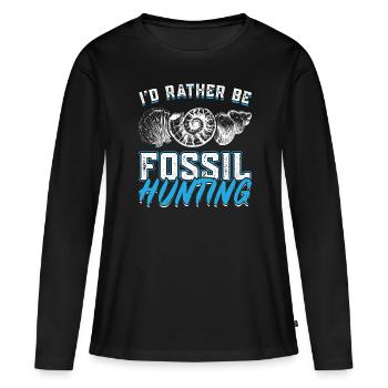 Je préfère chasser les fossiles - Fossil Hunter - T-shirt manches longues Premium bio Femme - noir - Devant - Julia (174cm)