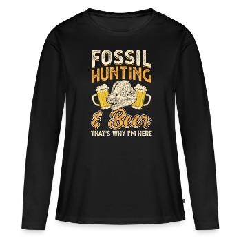 Chasse aux fossiles et bière - Fossil Hunters - T-shirt manches longues Premium bio Femme - noir - Devant - Julia (174cm)