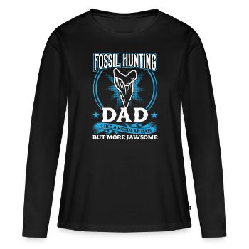 Papa chasseur de fossiles - Fossil Hunter - T-shirt manches longues Premium bio Femme - noir - Devant - Julia (174cm)