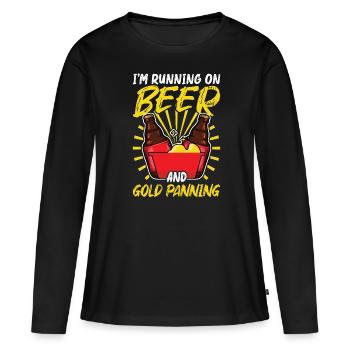 Ich Laufe Auf Bier Und Goldwaschen - Gold Panner - Frauen Premium Bio Langarmshirt - Schwarz - Vorne - Julia (174cm)