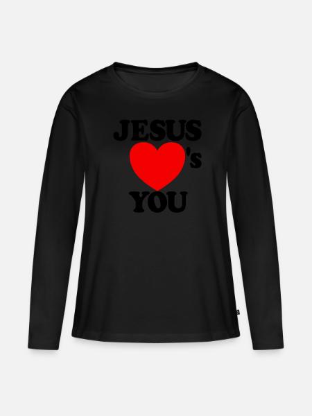 Jesus liebt dich christlich Glauben Herz Jesus lie - Frauen Premium Bio Langarmshirt - Schwarz