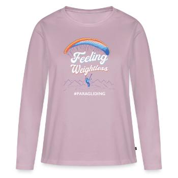 Schwerelos Fühlen - Gleitschirmfliegen - Frauen Premium Bio Langarmshirt - Altrosa - Vorne - Julia (174cm)