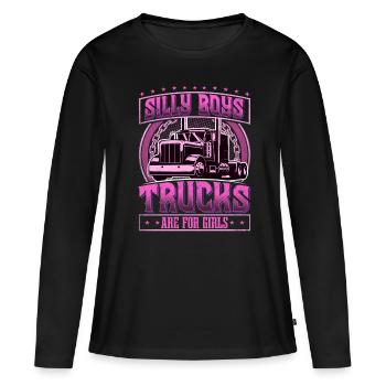 Chauffeur de camion Chauffeur professionnel - T-shirt manches longues Premium bio Femme - noir - Devant - Julia (174cm)