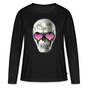 Crâne d’amour - T-shirt manches longues Premium bio Femme - noir - Devant - Julia (174cm)