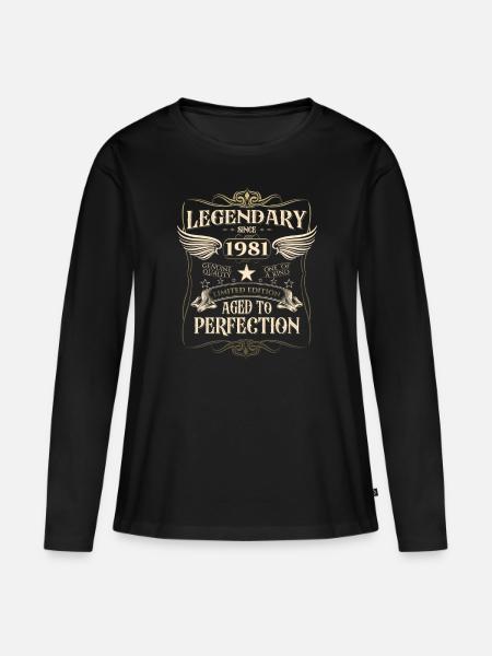 Legendär seit 1981 41. Geburtstag Geschenk Awesome - Frauen Premium Bio Langarmshirt - Schwarz