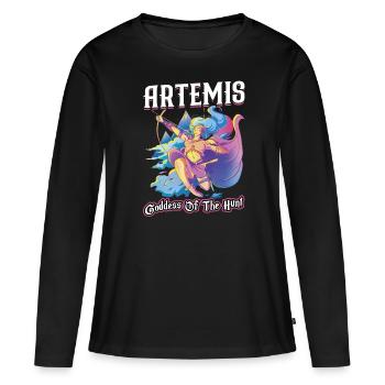 Artémis - Déesse de la chasse - T-shirt manches longues Premium bio Femme - noir - Devant - Julia (174cm)