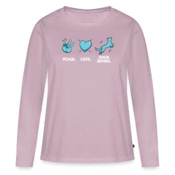 Frieden - Liebe - Dock-tauchen - Frauen Premium Bio Langarmshirt - Altrosa - Vorne - Julia (174cm)