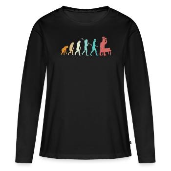 Evolution Of A Butcher And Meat Cutter - Frauen Premium Bio Langarmshirt - Schwarz - Vorne - Julia (174cm)
