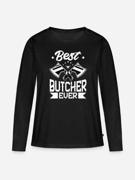 Best Butcher Ever - Frauen Premium Bio Langarmshirt - Schwarz