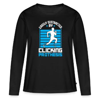 Facilement distrait par une prothèse cliquante - T-shirt manches longues Premium bio Femme - noir - Devant - Julia (174cm)