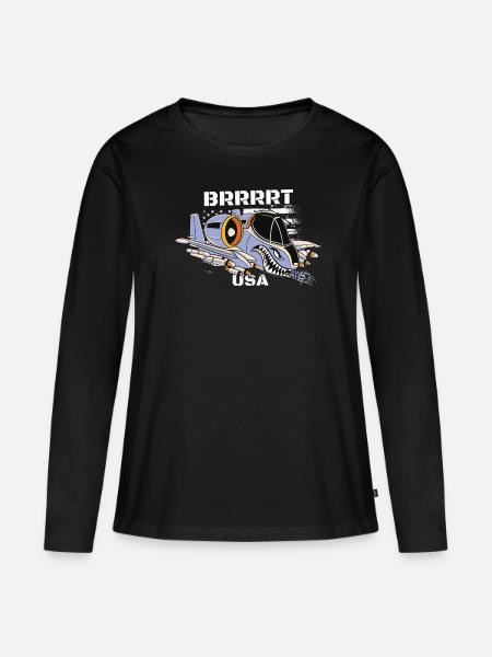 A-10-Warimogflugzeug A10 Thunderbird Brrrrrt - Frauen Premium Bio Langarmshirt - Schwarz