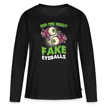 Posez-moi des questions sur les faux globes oculaires - Taxidermie - T-shirt manches longues Premium bio Femme - noir - Devant - Julia (174cm)