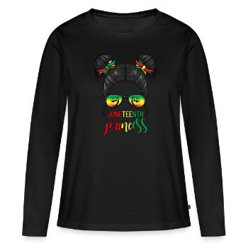 Juneteenth Princess Messy Bun Girl’s JuneteenthM - T-shirt manches longues Premium bio Femme - noir - Devant - Julia (174cm)