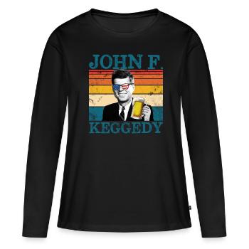 John F Keggedy betrunkener Pr�sident Kennedy 4. Ju - Frauen Premium Bio Langarmshirt - Schwarz - Vorne - Julia (174cm)