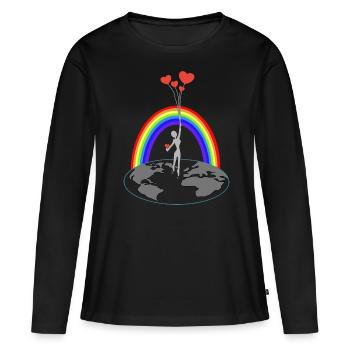 L’amour vous rend libre - T-shirt manches longues Premium bio Femme - noir - Devant - Julia (174cm)