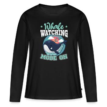 Whale Watching Mode On - Whale - Frauen Premium Bio Langarmshirt - Schwarz - Vorne - Julia (174cm)