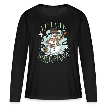 Lüttje Sneeimann Plattdeutsch - Frauen Premium Bio Langarmshirt - Schwarz - Vorne - Julia (174cm)