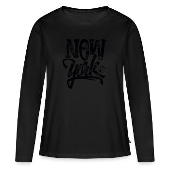 New York en détresse - T-shirt manches longues Premium bio Femme - noir - Devant - Julia (174cm)