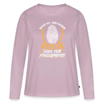 Laissez vos empreintes digitales - Criminaliste - T-shirt manches longues Premium bio Femme - rose poudré - Devant - Julia (174cm)
