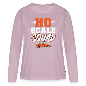 HO Scale Squad - Voiture à sous - T-shirt manches longues Premium bio Femme - rose poudré - Devant - Julia (174cm)