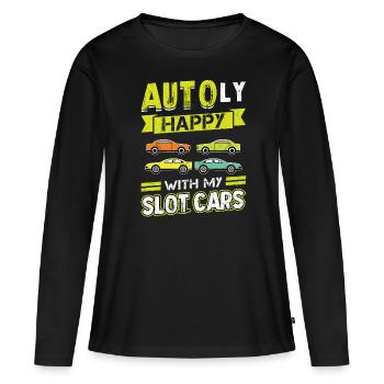AUTOly satisfait de mes voitures à sous - T-shirt manches longues Premium bio Femme - noir - Devant - Julia (174cm)