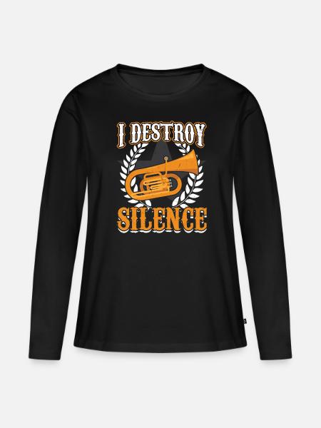 I Destroy Silence - Euphonium - Frauen Premium Bio Langarmshirt - Schwarz