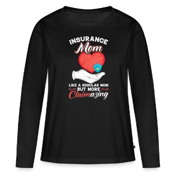 Assurance Maman - Agent d’assurance - T-shirt manches longues Premium bio Femme - noir - Devant - Julia (174cm)