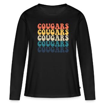 Cougars High School Cougars Sport Retro Cougars - Frauen Premium Bio Langarmshirt - Schwarz - Vorne - Julia (174cm)