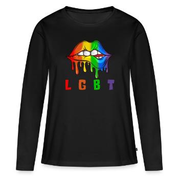 Cadeau Sexualité LGBT Bisexuel Gay - T-shirt manches longues Premium bio Femme - noir - Devant - Julia (174cm)