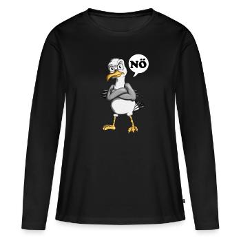Plattdeutsche Möwe Nö Spruch Nordsee Liebhaber - Frauen Premium Bio Langarmshirt - Schwarz - Vorne - Julia (174cm)