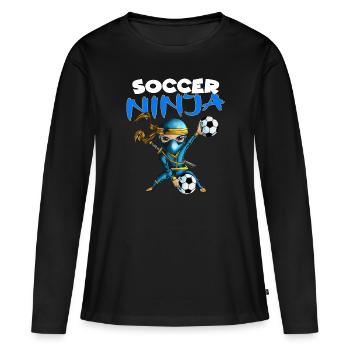 Der Soccer Ninja für Kinder Geburtstagsparty - Frauen Premium Bio Langarmshirt - Schwarz - Vorne - Julia (174cm)