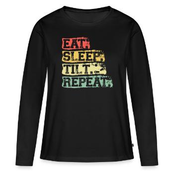Manger. Dormir. Pencher. Répéter. -Flipper - T-shirt manches longues Premium bio Femme - noir - Devant - Julia (174cm)