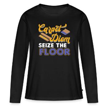 Carpet Diem - Flooring Installer - Women's Premium Organic Long Sleeve Shirt - black - Front - Julia (174cm)