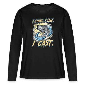 Je suis venu. J’ai vu. J’ai jeté. -Pêche - T-shirt manches longues Premium bio Femme - noir - Devant - Julia (174cm)