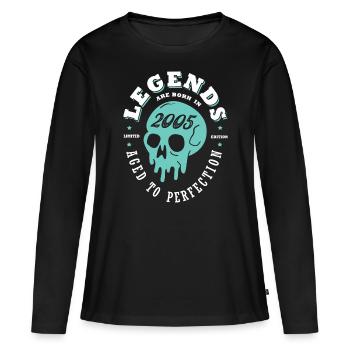 2005 anniversaire skull 18 ans anniversaire - T-shirt manches longues Premium bio Femme - noir - Devant - Julia (174cm)
