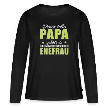 Papa gehört zu Ehefrau Eheleben Elternzeit Familie - Frauen Premium Bio Langarmshirt - Schwarz - Vorne - Julia (174cm)