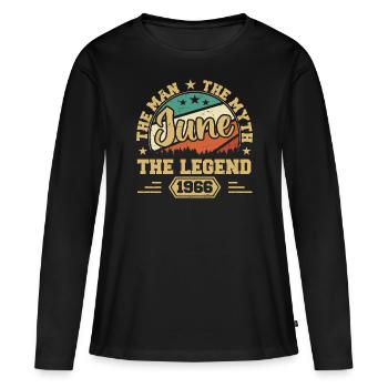 June 1966 The Man, The Myte, The legend, Juni 1966 - Frauen Premium Bio Langarmshirt - Schwarz - Vorne - Julia (174cm)