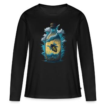 Bouteille d’abeille - T-shirt manches longues Premium bio Femme - noir - Devant - Julia (174cm)
