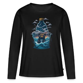 Bouteille d’ours - T-shirt manches longues Premium bio Femme - noir - Devant - Julia (174cm)