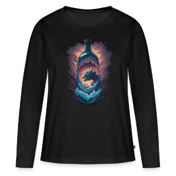 Bouteille Dragon - T-shirt manches longues Premium bio Femme - noir - Devant - Julia (174cm)