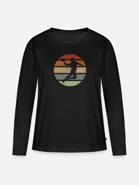 Handball Retro Handballspielerin Frauen Mannschaft - Frauen Premium Bio Langarmshirt - Schwarz