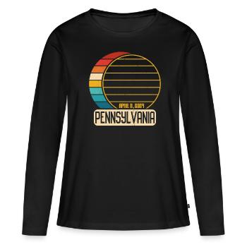 Total Solar Eclipse Pennsylvania 28. April 2024 - Frauen Premium Bio Langarmshirt - Schwarz - Vorne - Julia (174cm)